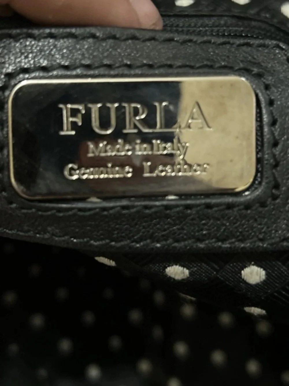Furla EUC Black Leather Hobo Bag With Silver Hardware